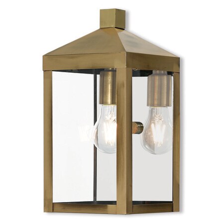Livex Lighting Nyack 1 Light Antique Brass Outdoor Wall Lantern 20582-01